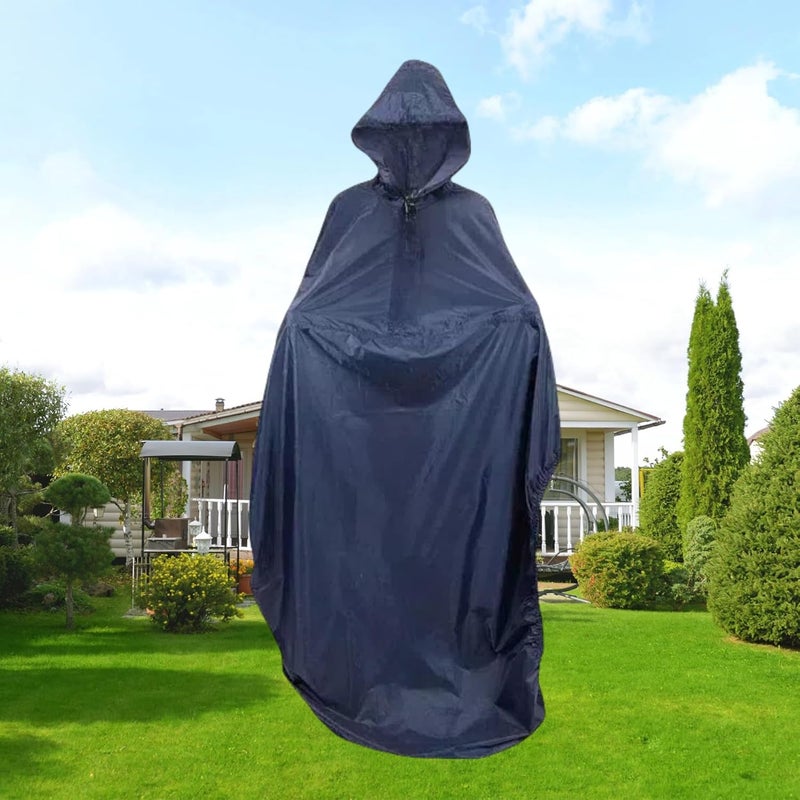 Fonakei Wheelchair Poncho adult - Waterproof Rain Poncho for Men, Extra Long with Elastic Band Edge, Ideal for Wheelchair, Navy Color, Perfect Rain Cover & Scooter Cover - Image 3